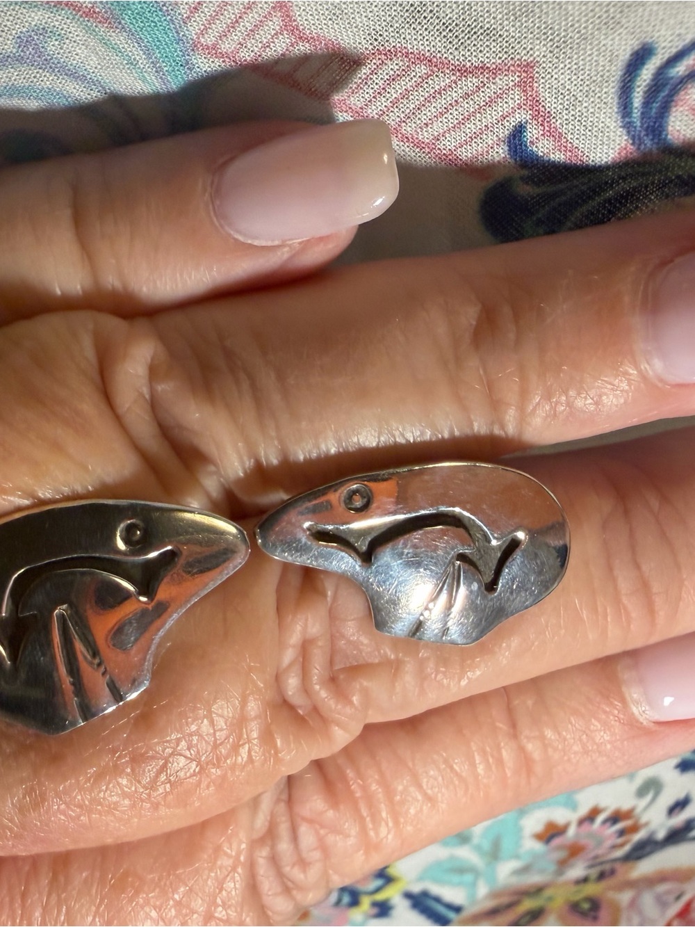 Sterling Silver Navajo Bear Motif Earrings